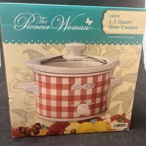 The Pioneer Woman Gingham Red 1.5 Quart Slow Cooker Crockpot *NEW in SEALED Box*